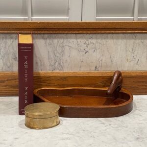 Vintage Wooden Duck Catch All Tray/Dresser Valet Tray Organizer - Glass Eyes